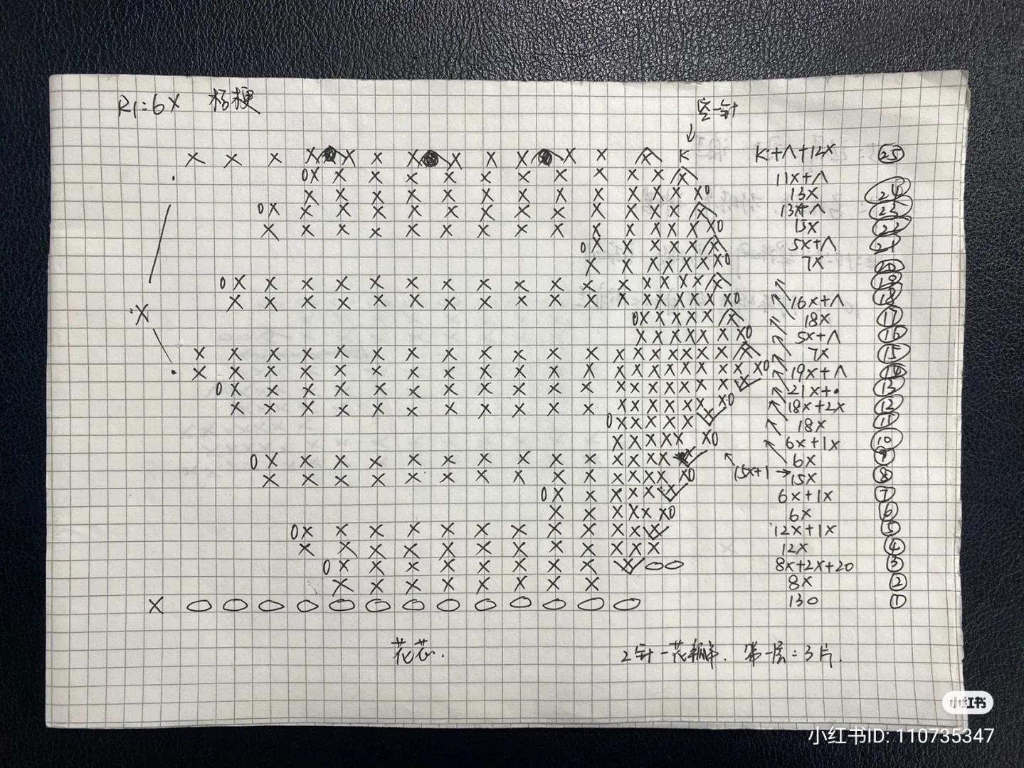 Hand-drawn Crochet Pattern Chart for Purple Gradient Tulip Flower