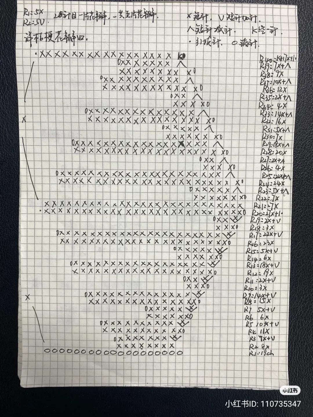 Hand-drawn Crochet Pattern Chart for Purple Gradient Tulip Flower