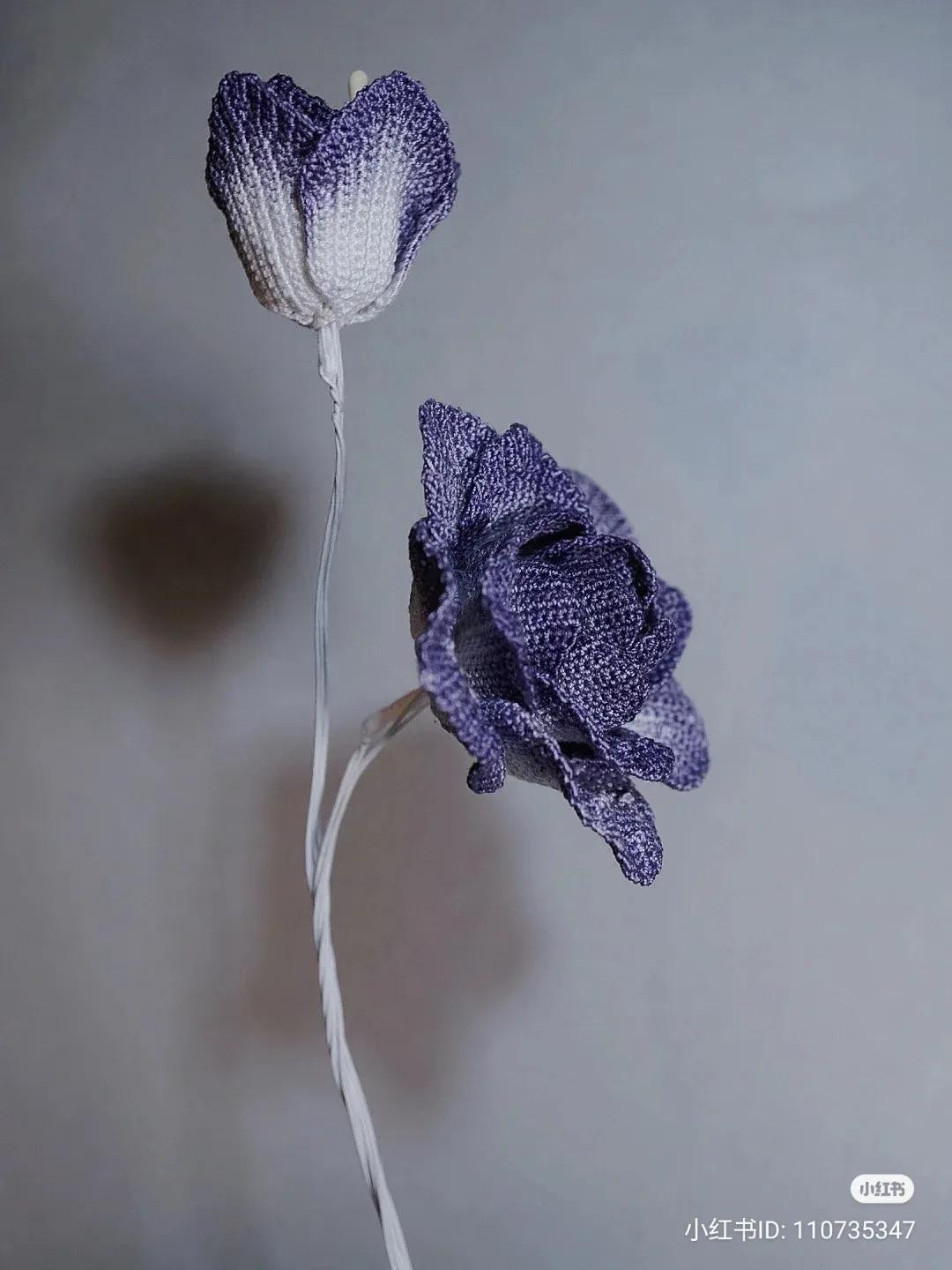 Hand-drawn Crochet Pattern Chart for Purple Gradient Tulip Flower