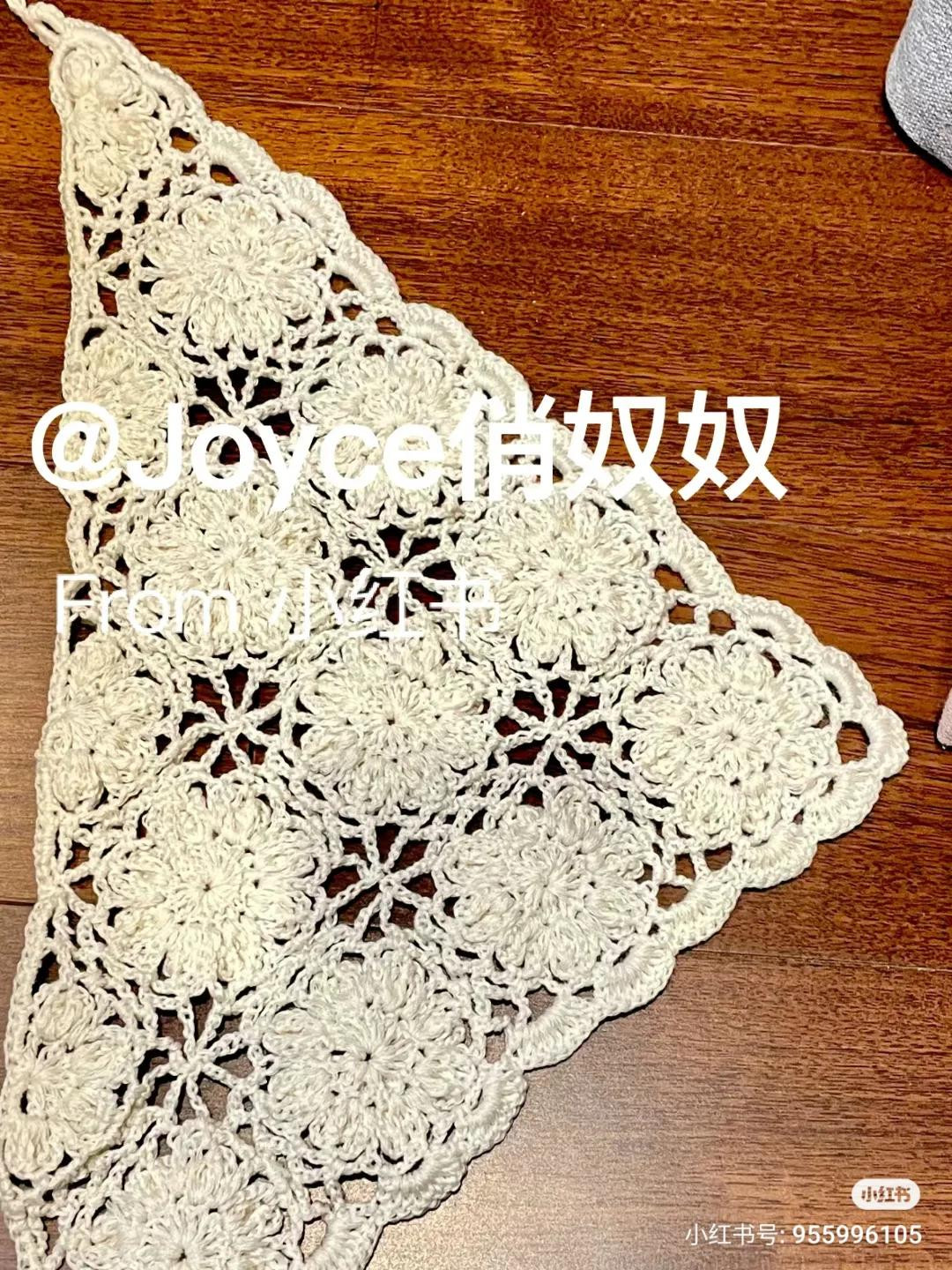 Hand-drawn Crochet Pattern Tutorial for Beige Floral Triangle Shawl with Detailed Stitch Diagrams