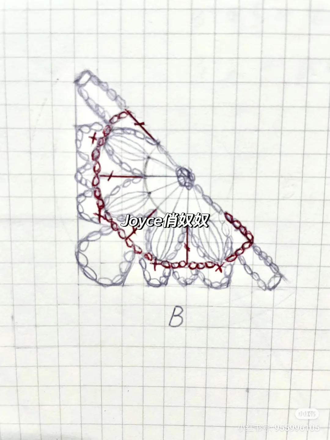 Hand-drawn Crochet Pattern Tutorial for Beige Floral Triangle Shawl with Detailed Stitch Diagrams