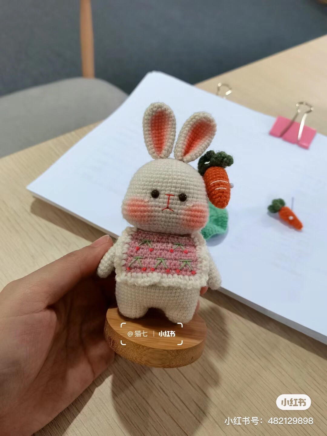 Handmade Amigurumi Rabbit with Carrot and Pink Sweater Pattern