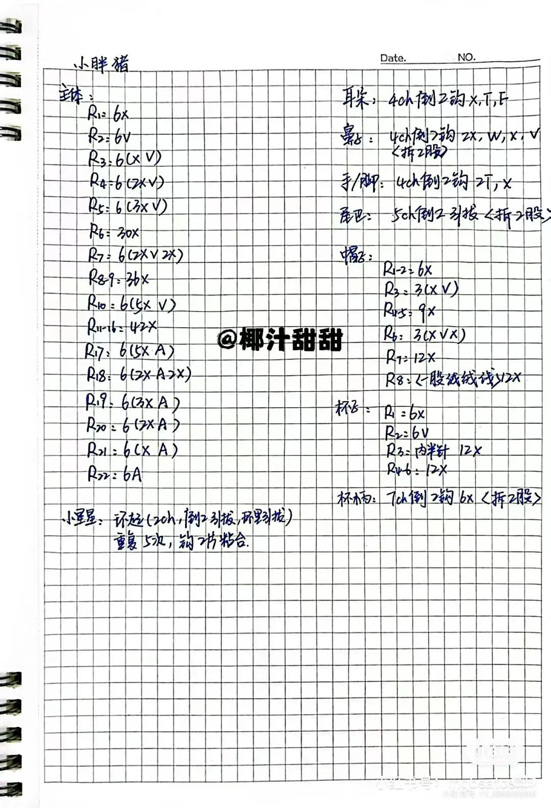 Handmade Amigurumi Strawberry Pig Pattern with Chart and Instructions