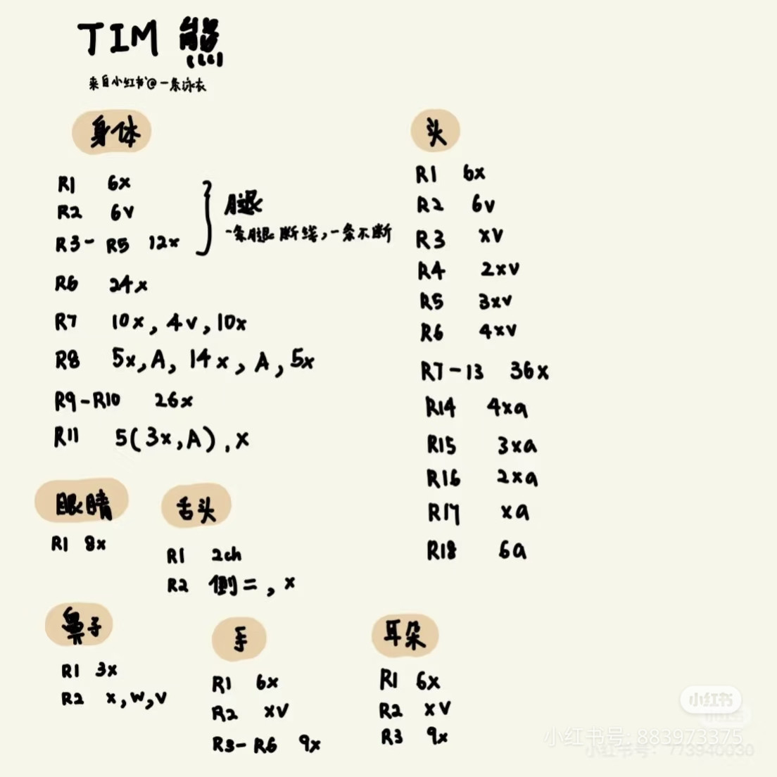 Handmade Brown Crochet Bear Doll with Cherry Accessory and Pattern Chart
