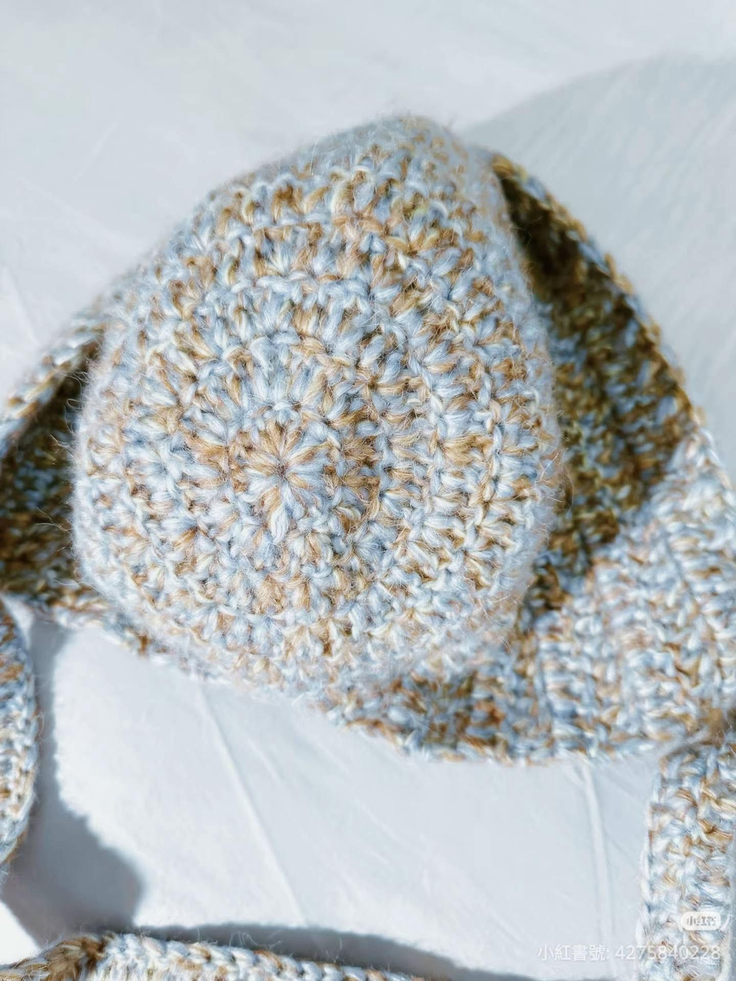 Handmade Chunky Grey Crochet Bucket Hat with Chin Straps Pattern