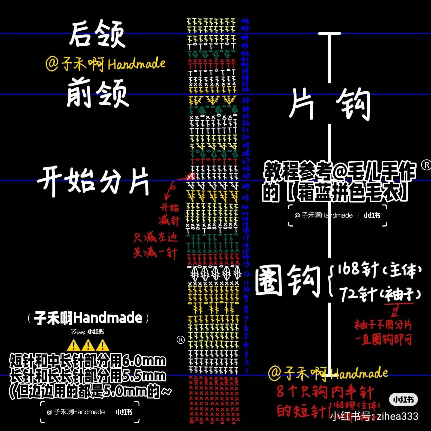 Handmade Colorful Striped Crochet Sweater Pattern with Detailed Chart and Materials