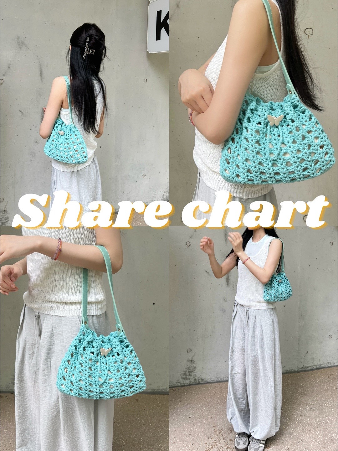 Handmade Crochet Bag Chart with Butterfly Detail