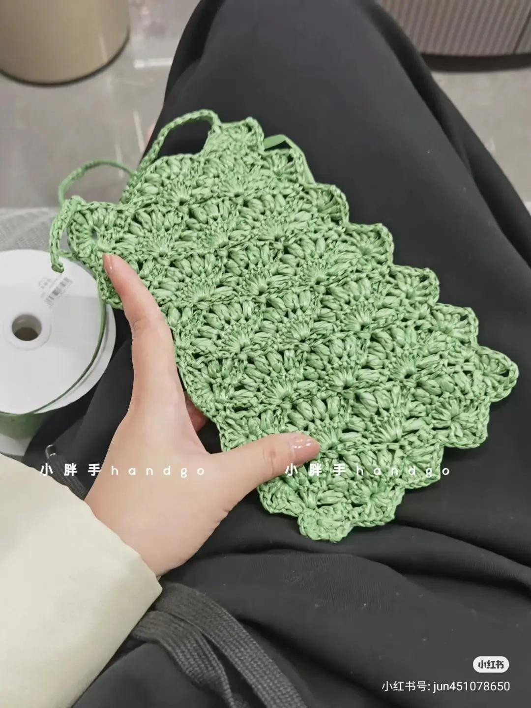 Handmade Crochet Bag Pattern Chart and Green Shell Stitch Tote Design Tutorial