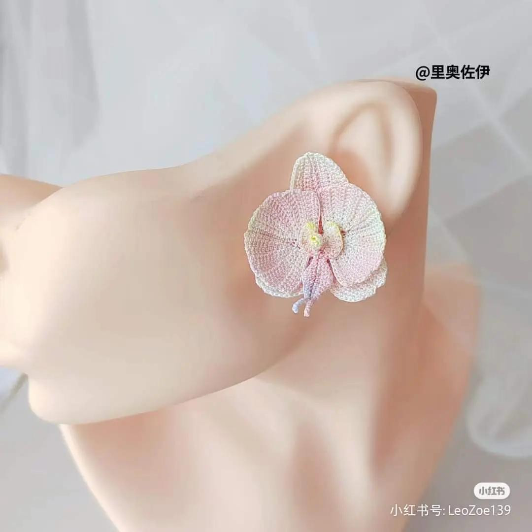 Handmade Crochet Butterfly Orchid Earrings Pattern Chart with Materials and Instructions