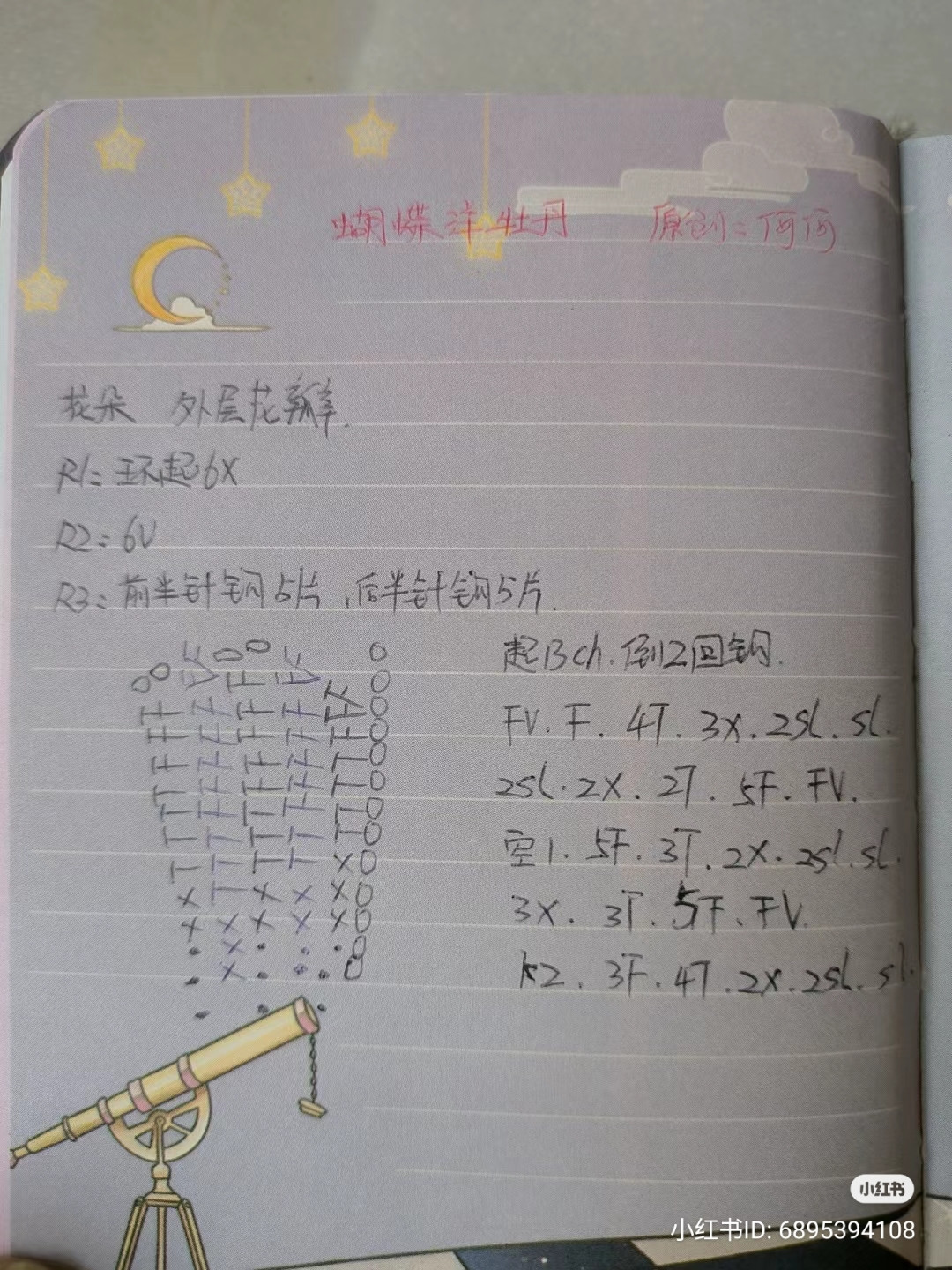 Handmade Crochet Butterfly Peony Flower Pattern Chart