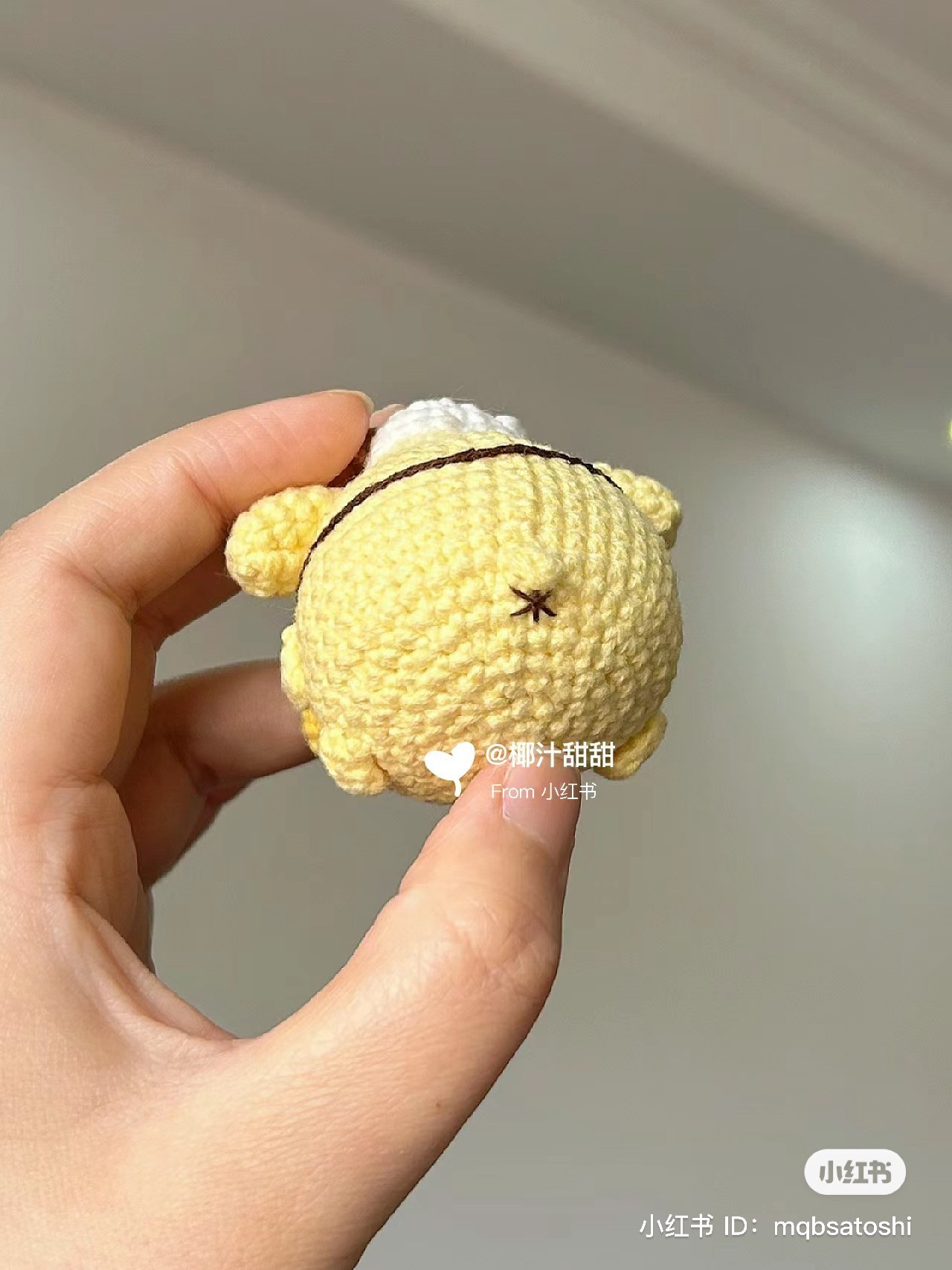 Handmade Crochet Chart for Cute Yellow Pudding Character with Bear Hat