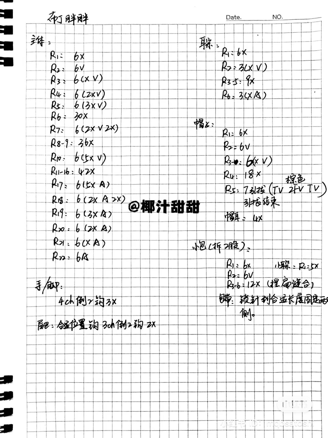 Handmade Crochet Chart for Cute Yellow Pudding Character with Bear Hat