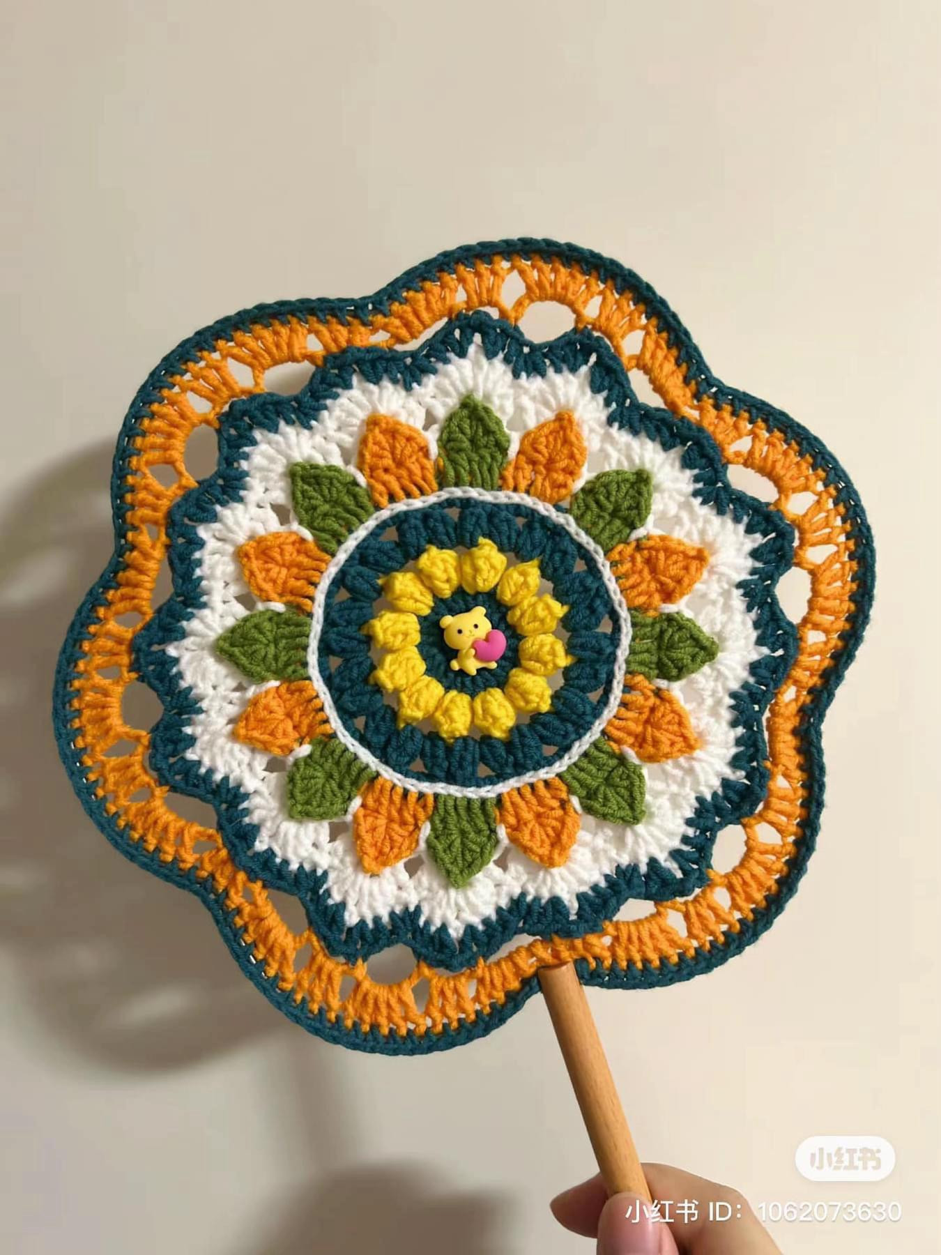 Handmade Crochet Fans with Mandala Patterns and Bead Embellishments