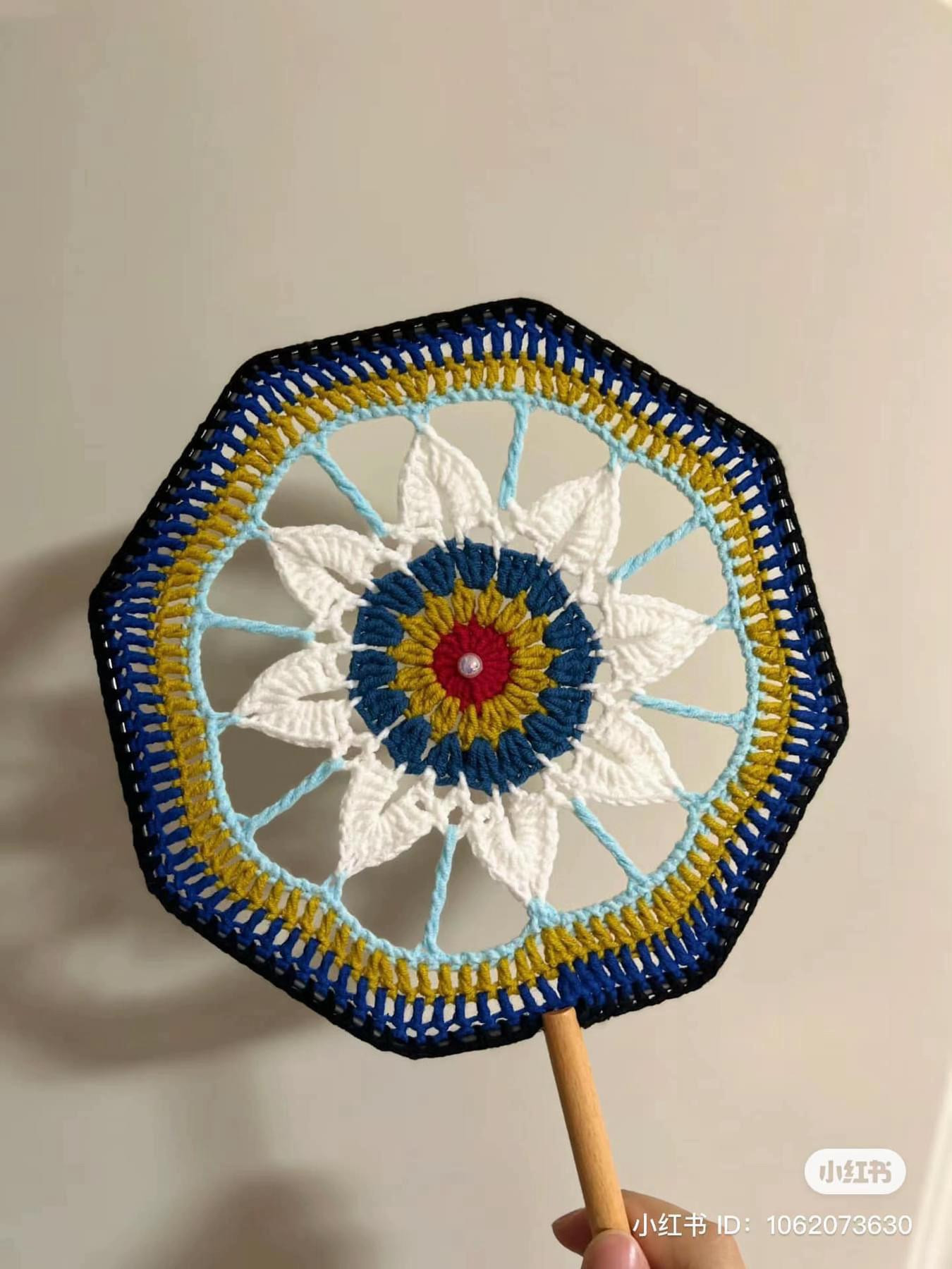 Handmade Crochet Fans with Mandala Patterns and Bead Embellishments