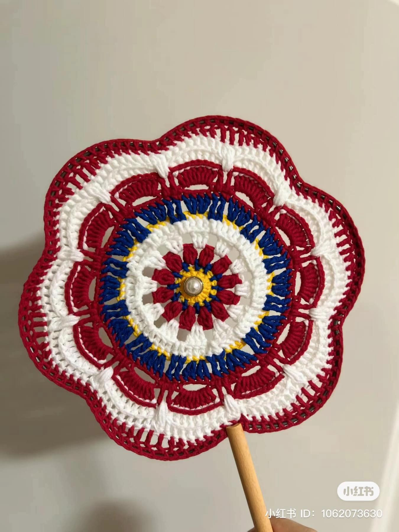 Handmade Crochet Fans with Mandala Patterns and Bead Embellishments