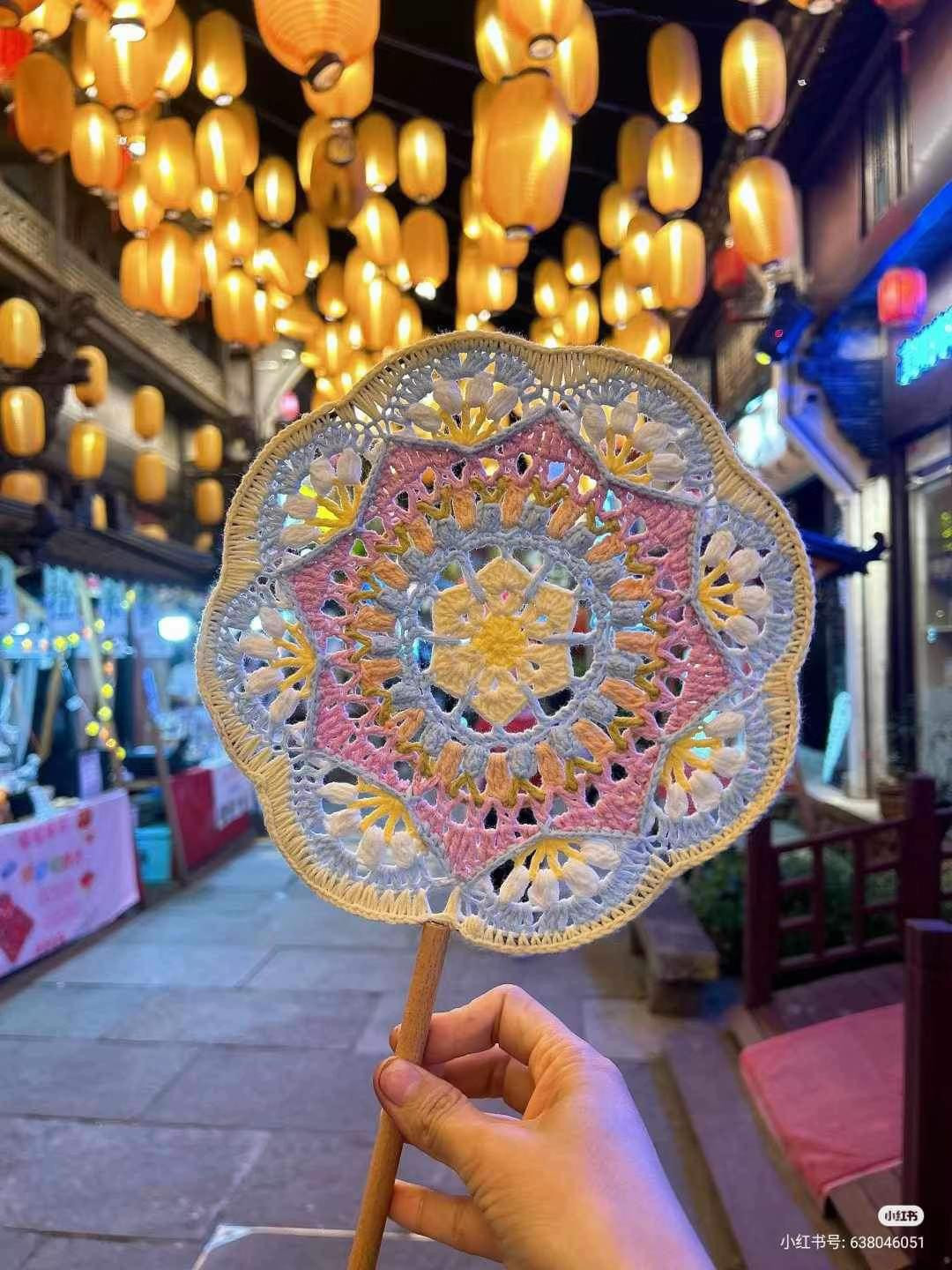 Handmade Crochet Flower Fan Pattern Chart with Pastel Colors