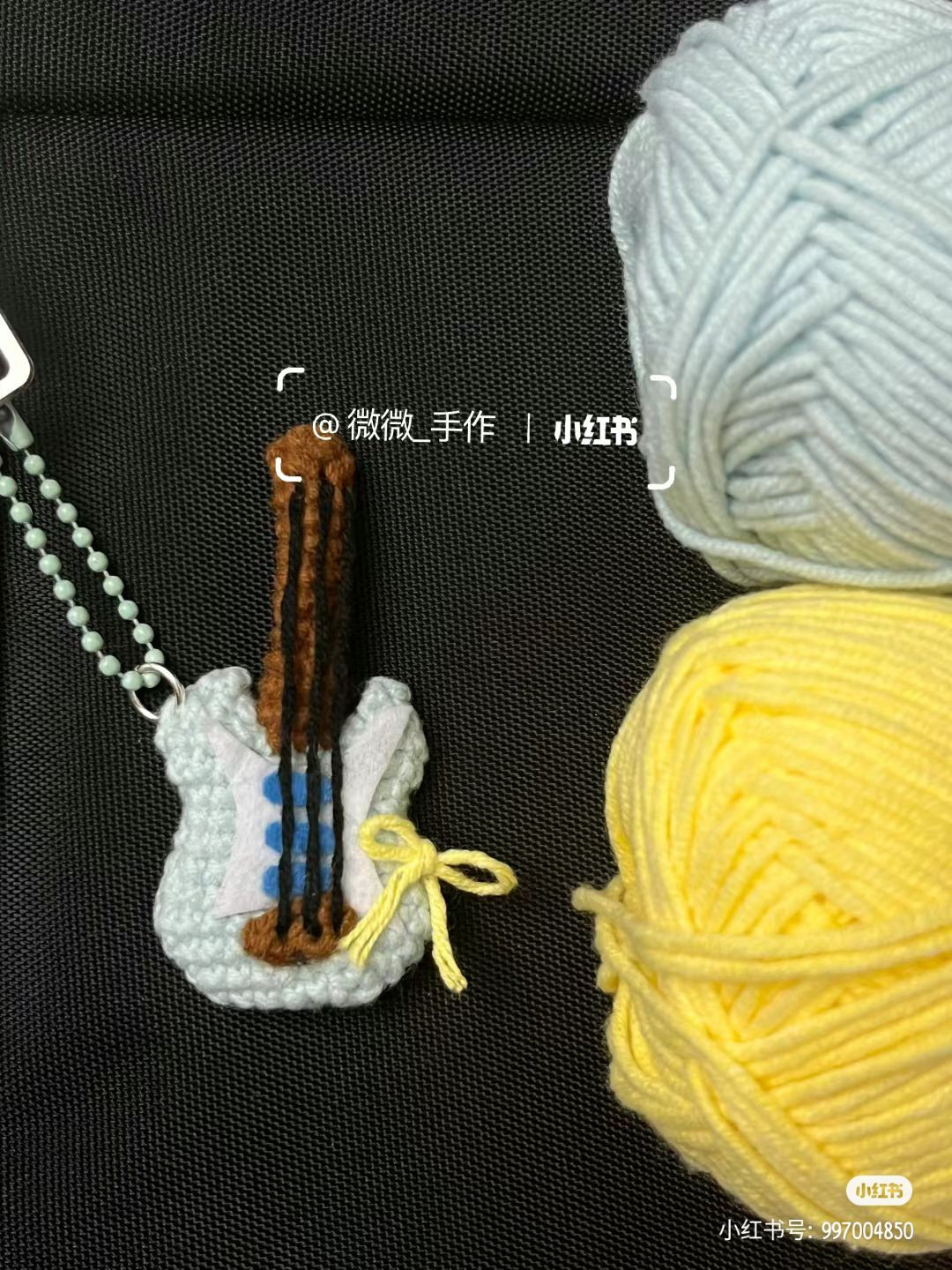 Handmade Crochet Mini Guitar Keychain Pattern Tutorial