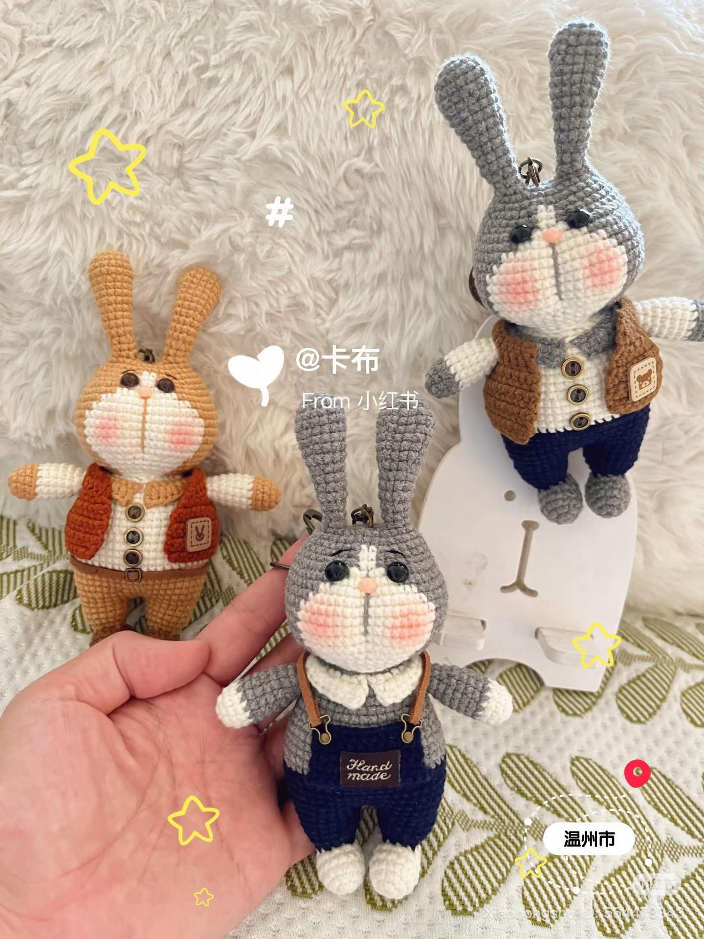 Handmade Crochet Rabbit Doll Chart - Gray and Brown