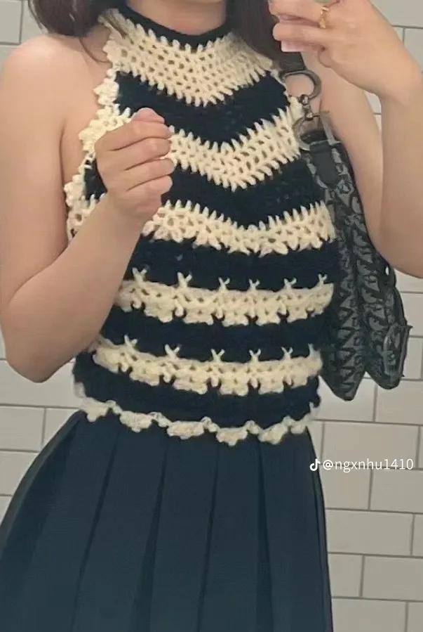 Handmade Crochet Striped Halter Top Pattern Chart