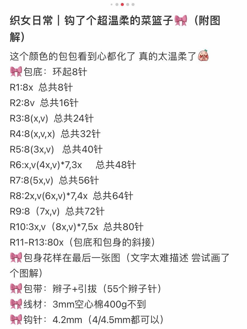 Handmade Pink Crochet Basket Bag Pattern with Chart