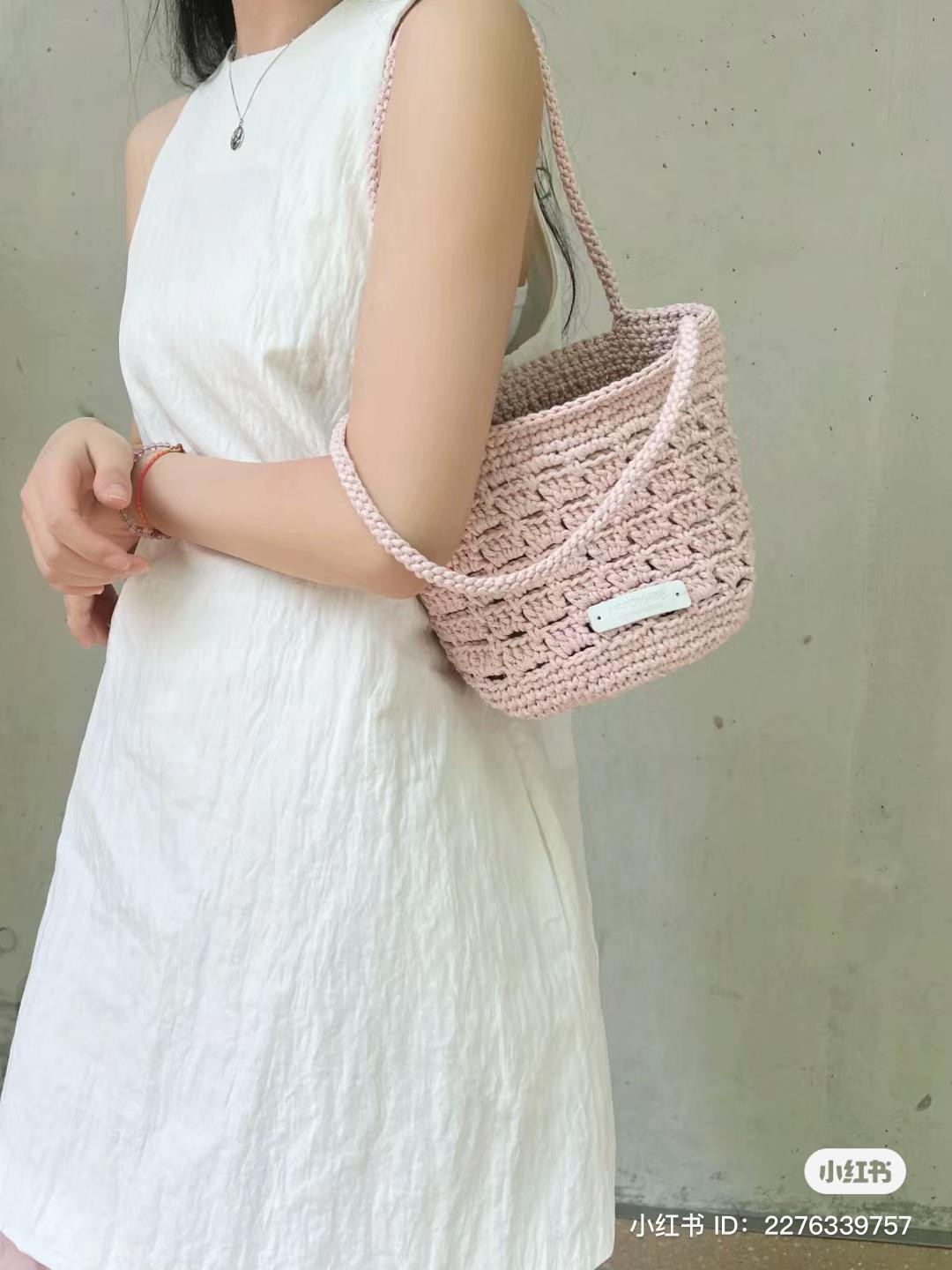 Handmade Pink Crochet Basket Bag Pattern with Chart