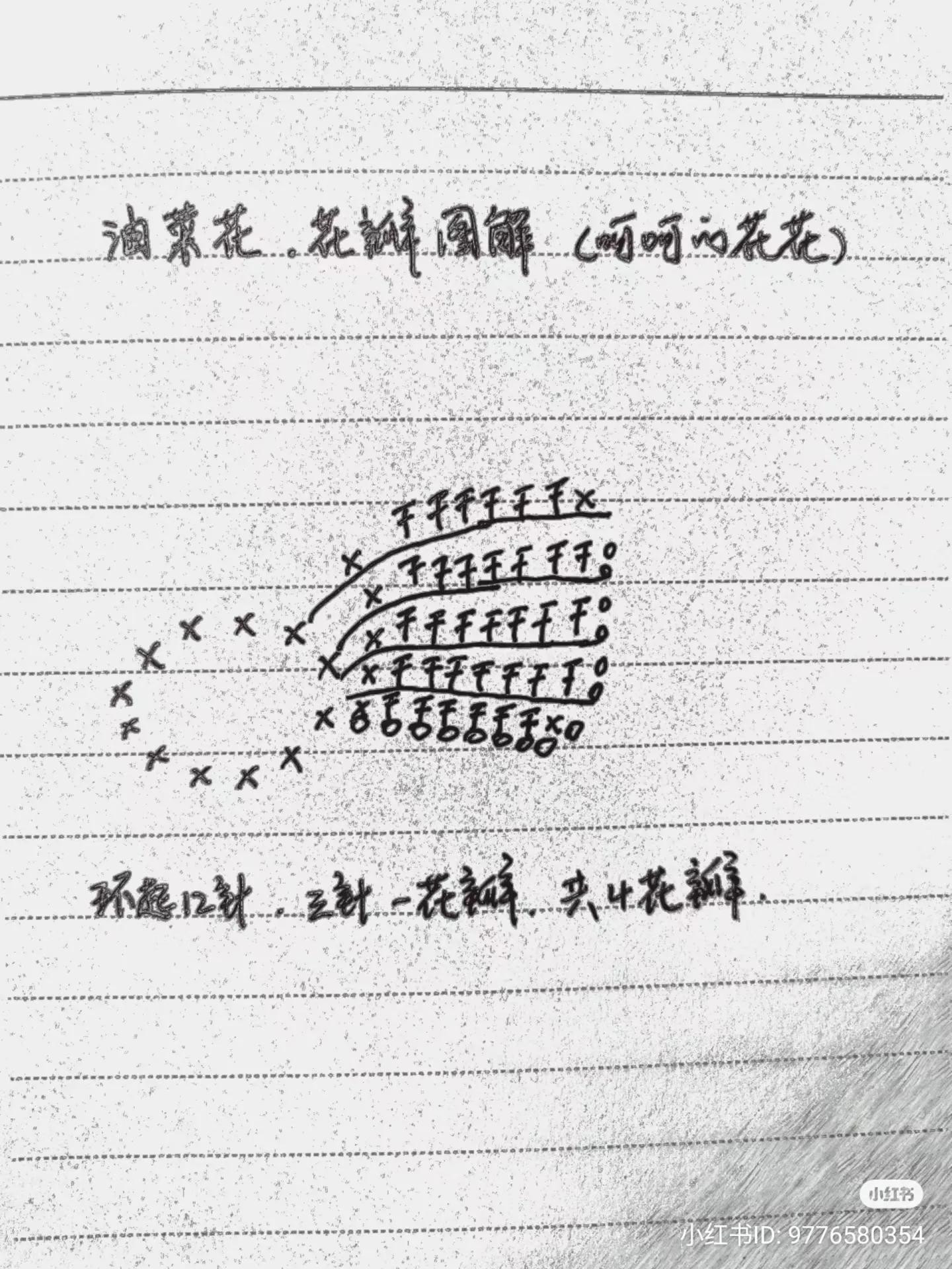 Handmade Yellow Crochet Rapeseed Flower Petal Chart