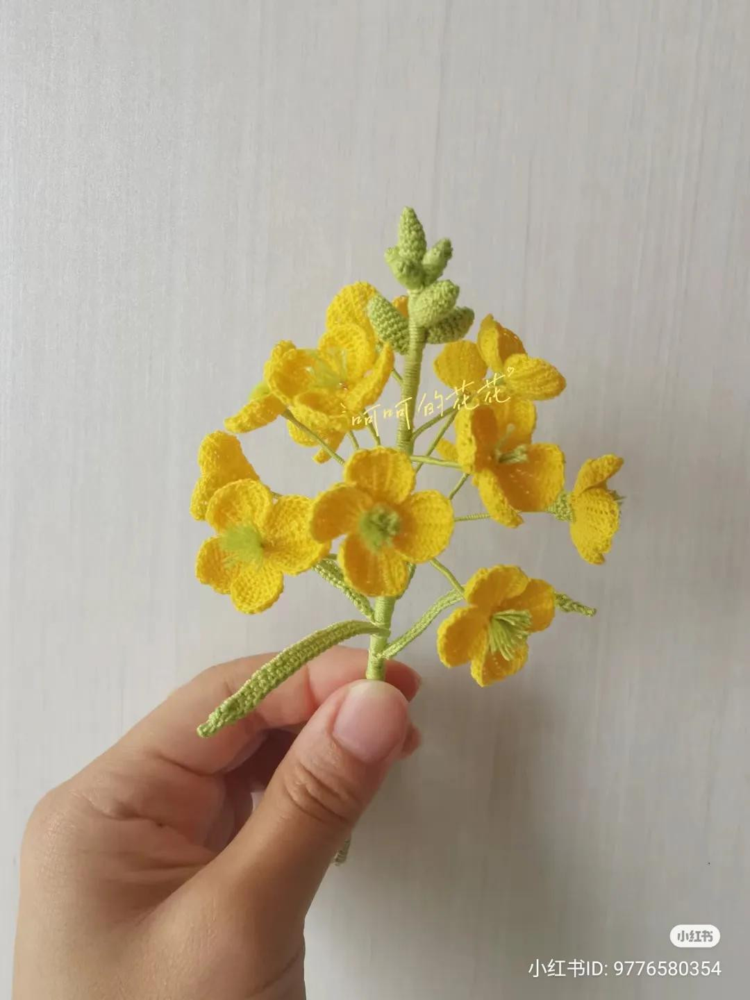 Handmade Yellow Crochet Rapeseed Flower Petal Chart