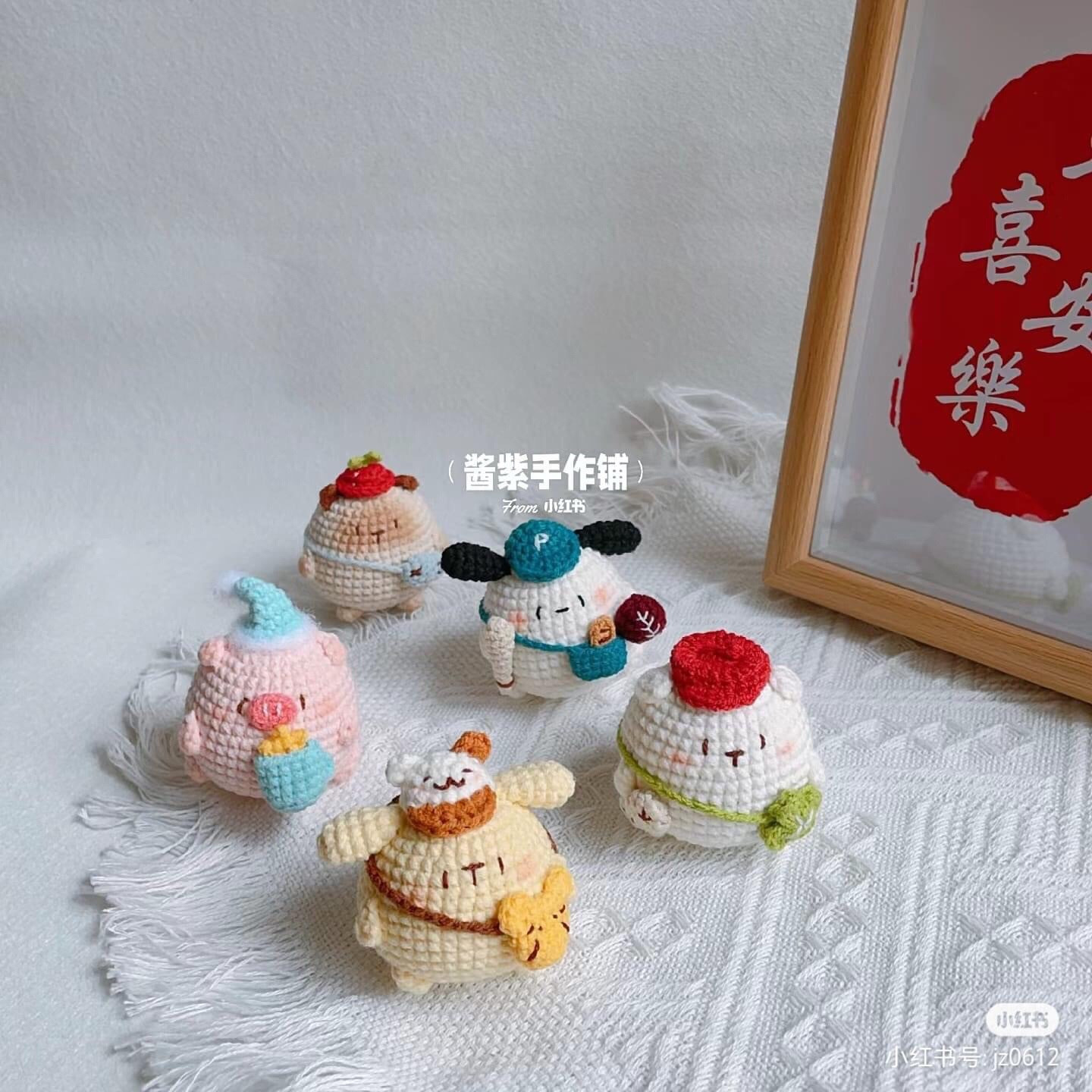 Handwritten Amigurumi Crochet Patterns for Cute Chubby Animals: Pig, Bear, and Dog