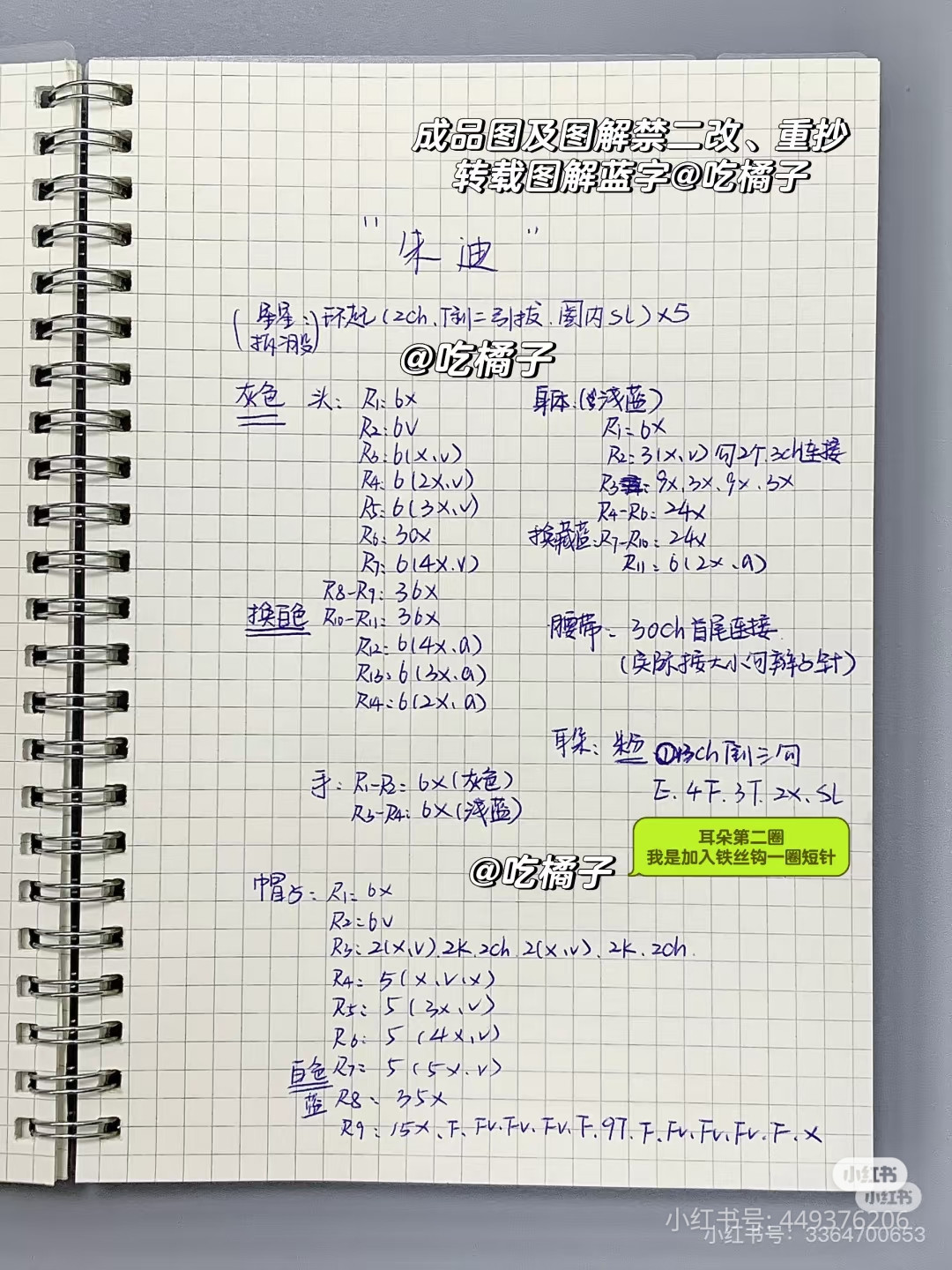 Handwritten Crochet Chart for Nick and Judy Keychains