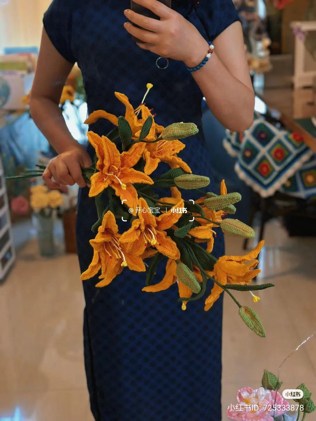 Handwritten Crochet Chart for Orange Lily Flower Pattern