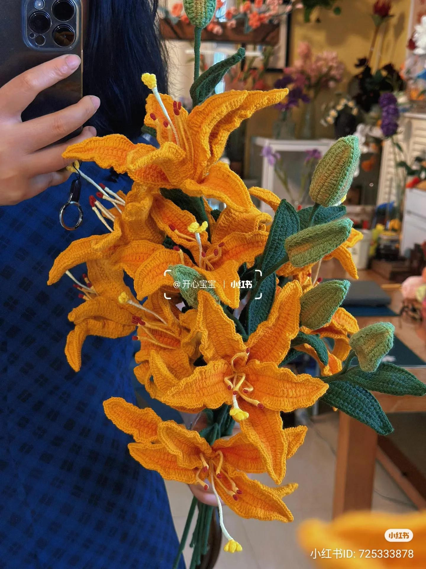 Handwritten Crochet Chart for Orange Lily Flower Pattern