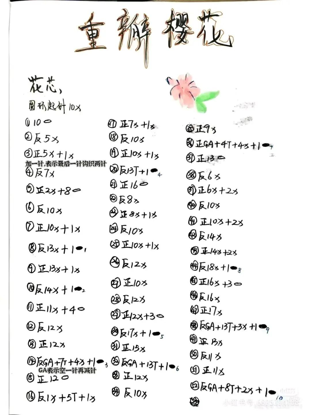 Handwritten Crochet Pattern Chart for Camellia and Anthurium Flowers