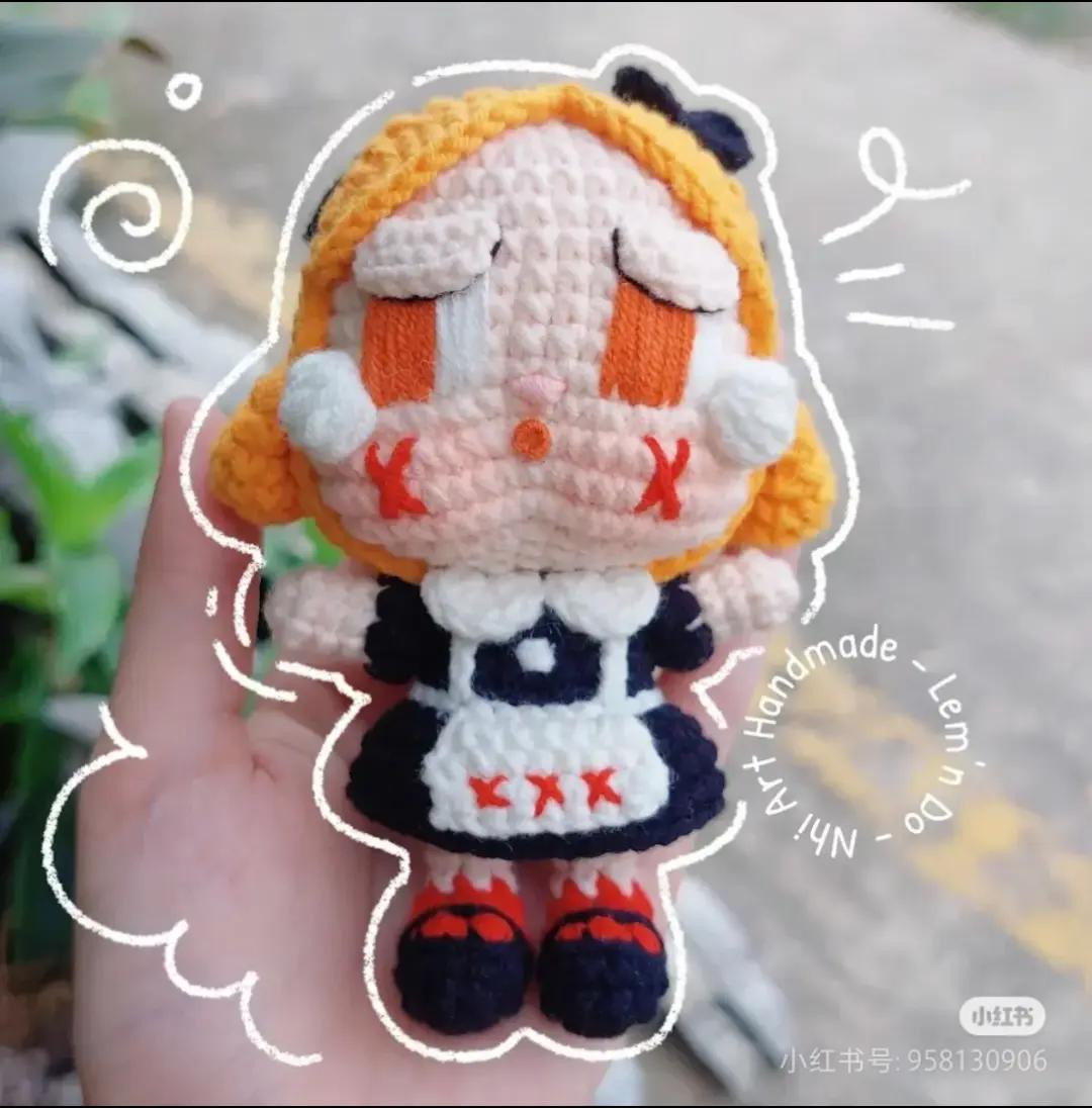 Handwritten Crochet Pattern Chart for Cute Crying Doll Amigurumi