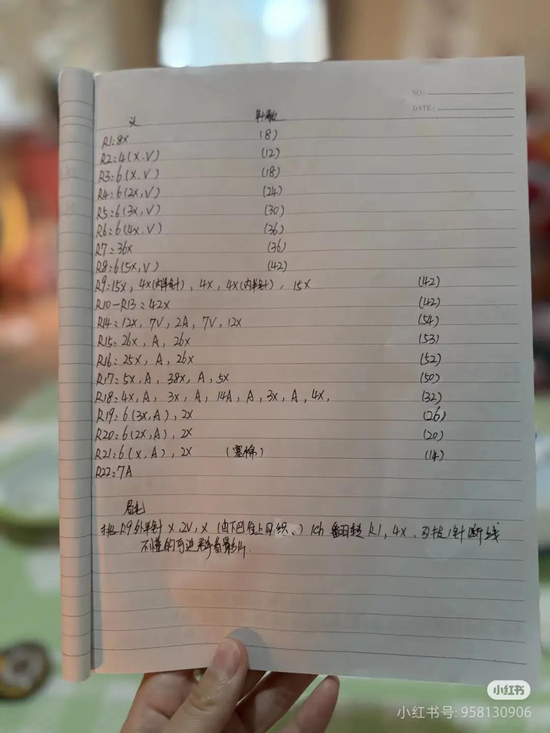 Handwritten Crochet Pattern Chart for Cute Crying Doll Amigurumi