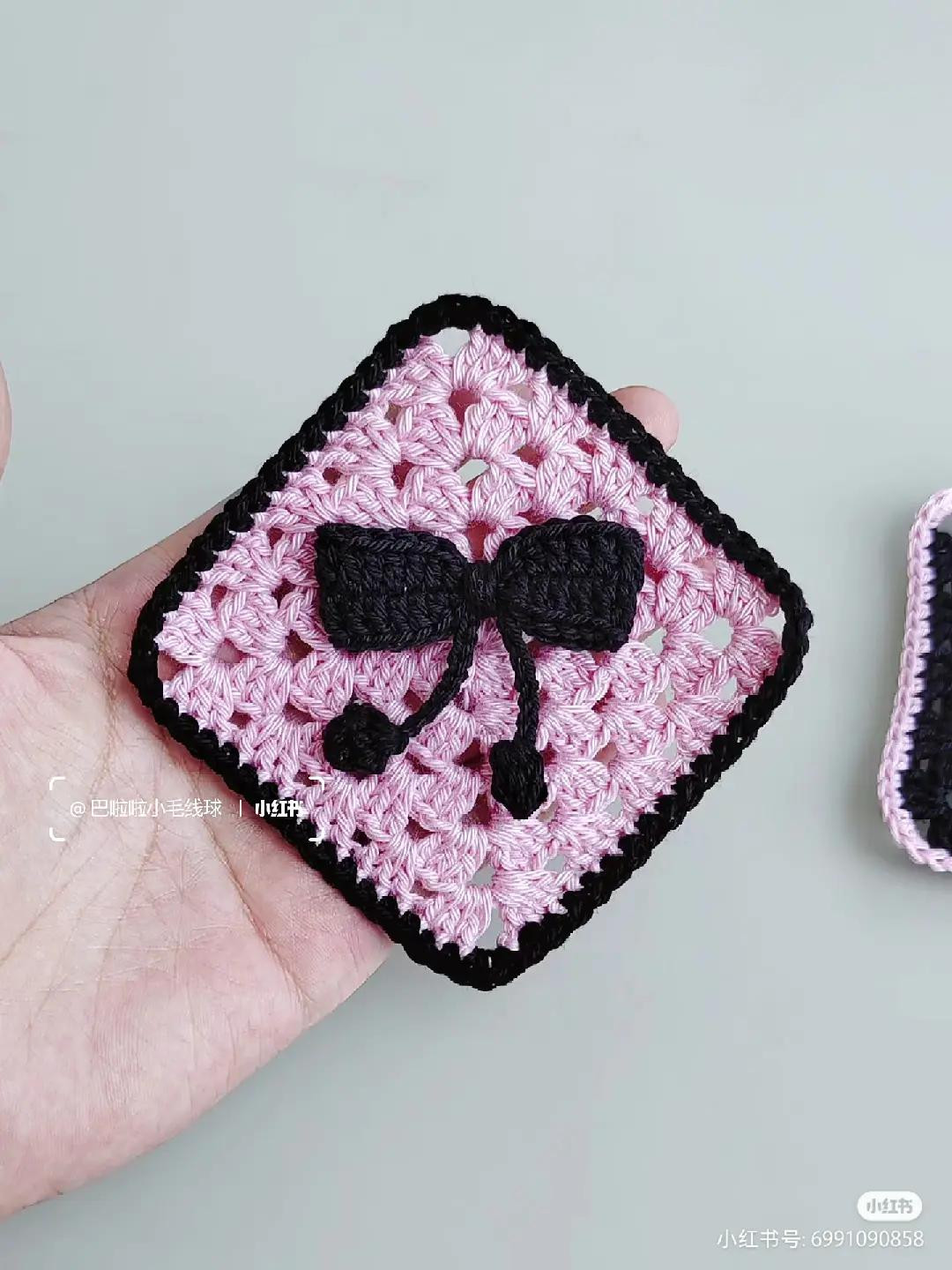 Handwritten Crochet Pattern Chart for Red and White Double Happiness Wedding Pillow with Heart Design