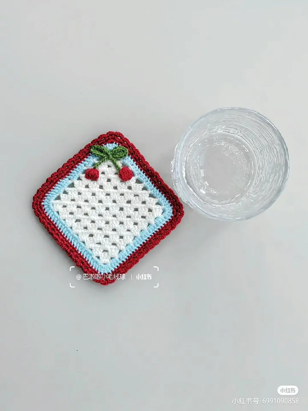 Handwritten Crochet Pattern Chart for Red and White Double Happiness Wedding Pillow with Heart Design