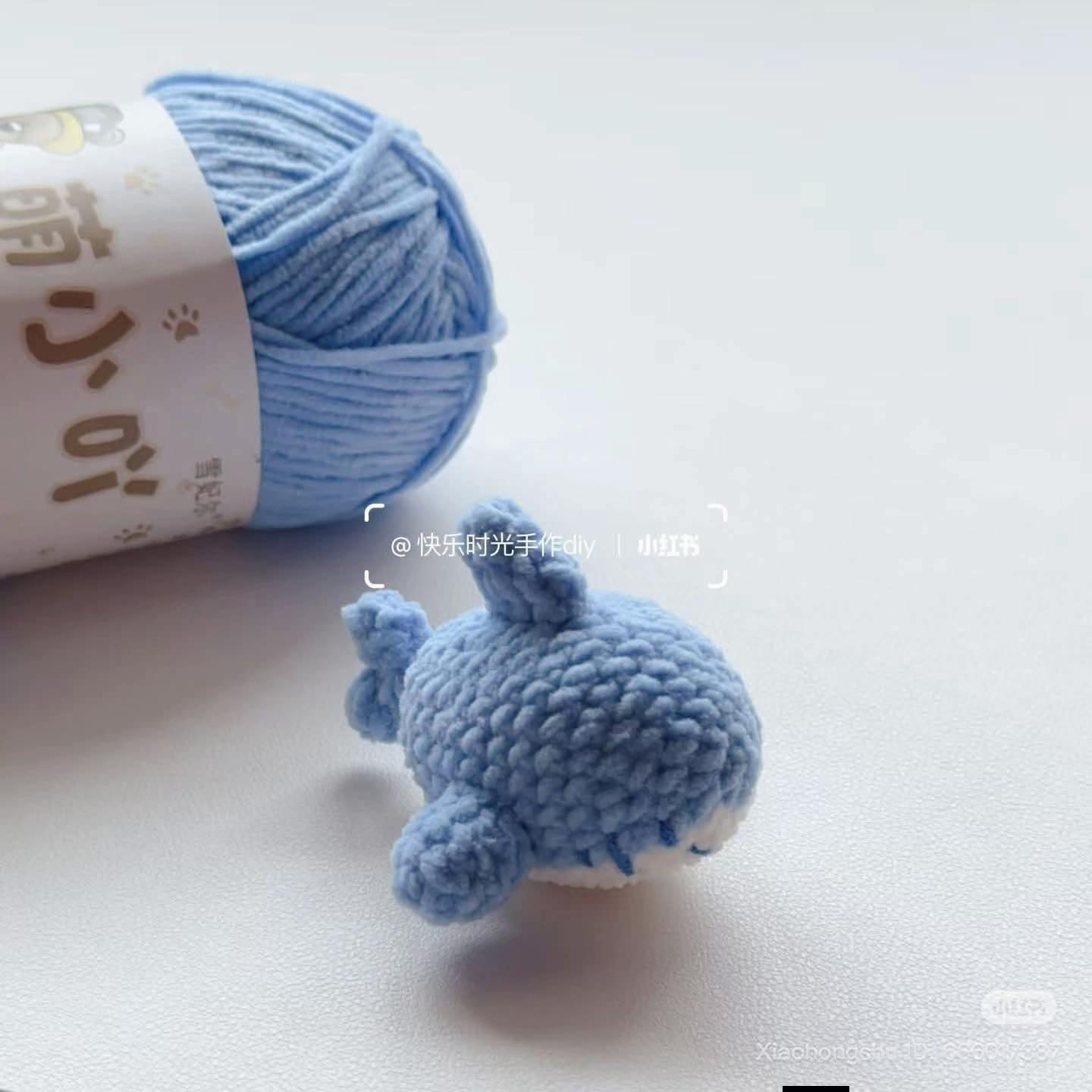 Handwritten Crochet Pattern for Cute Blue Fish Amigurumi Keychain