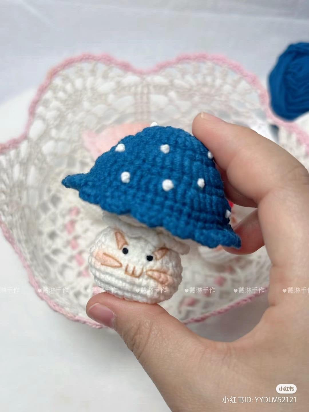 Handwritten Crochet Pattern for Cute Cat Mushroom Keychain