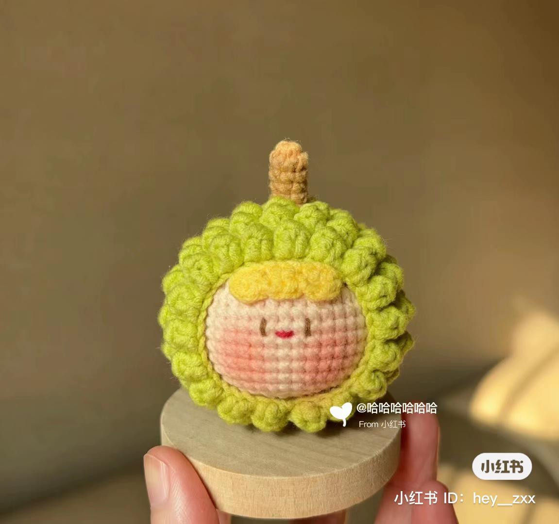 Handwritten Crochet Pattern for Cute Durian Amigurumi Doll