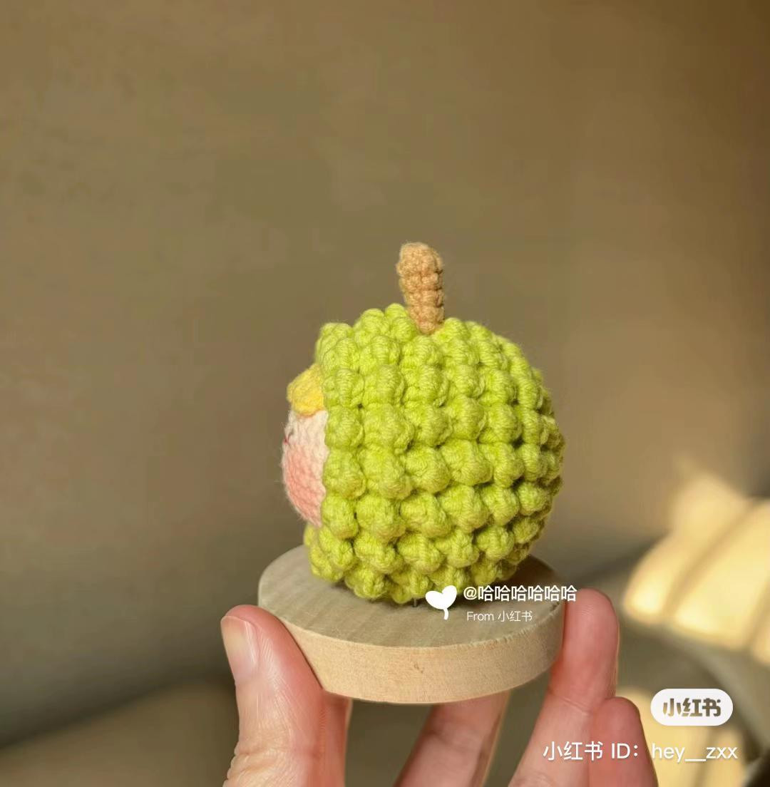 Handwritten Crochet Pattern for Cute Durian Amigurumi Doll