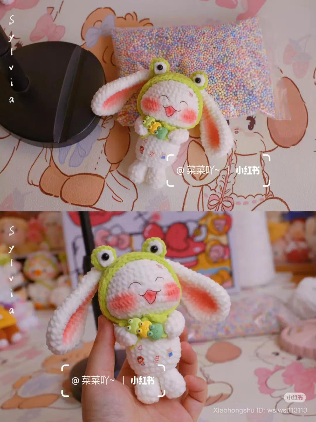 Handwritten Crochet Pattern for Cute Frog Rabbit Amigurumi