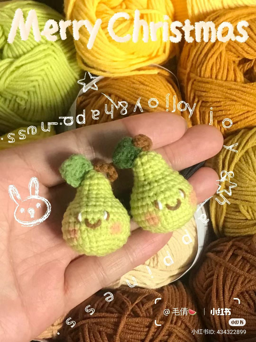 Handwritten Crochet Pattern for Cute Green Pears
