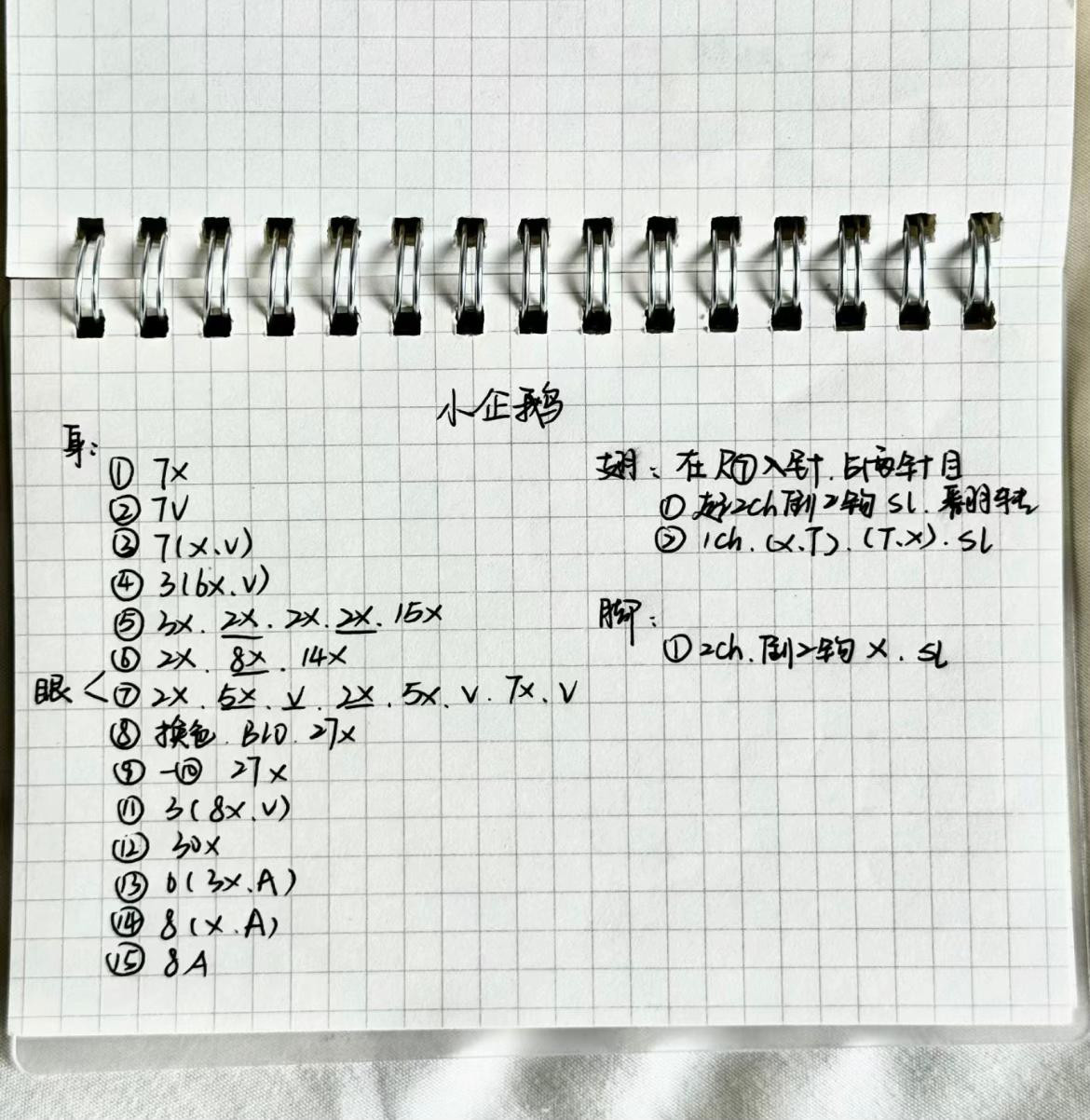 Handwritten Crochet Pattern for Cute Mini Penguin Amigurumi Keychains