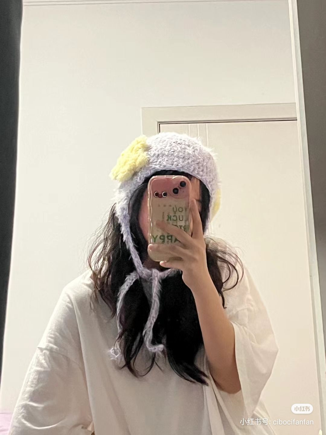 Handwritten Crochet Pattern for Cute Pastel Bear Ears Hat with Earflaps