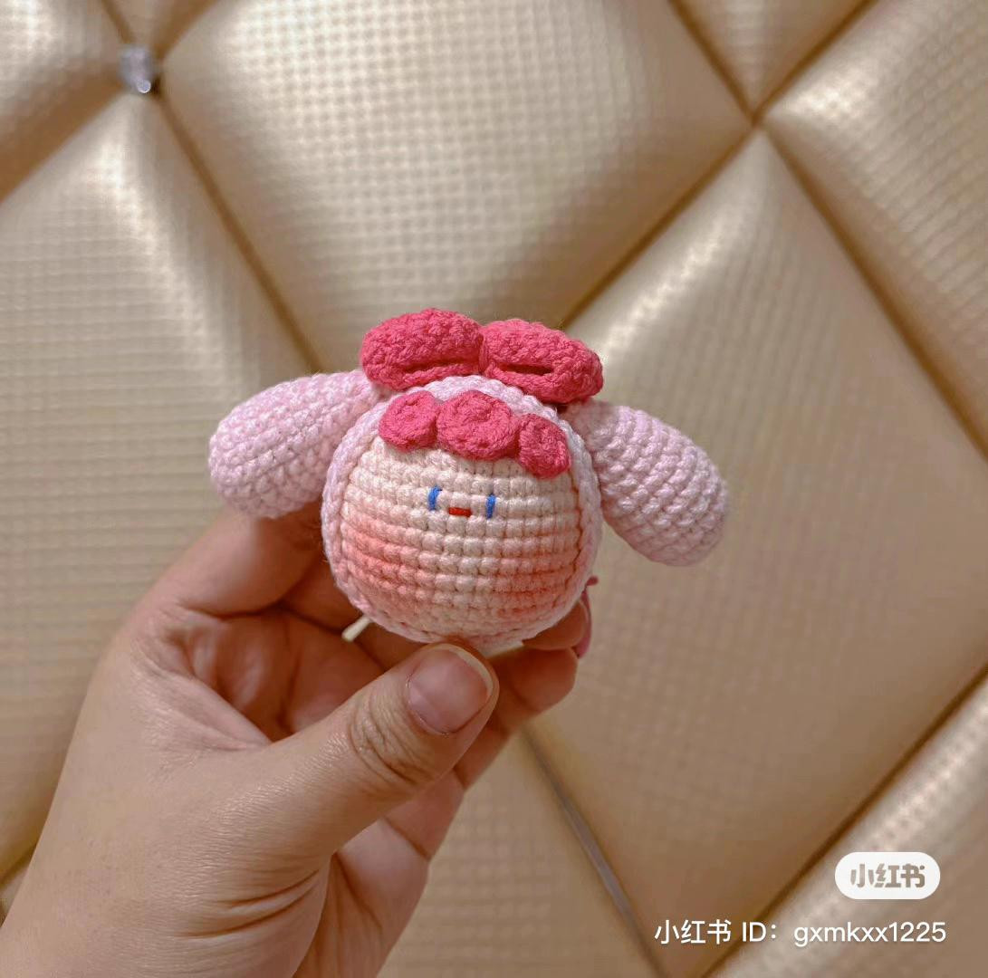 Handwritten Crochet Pattern for Cute Pink Amigurumi Keychain Doll