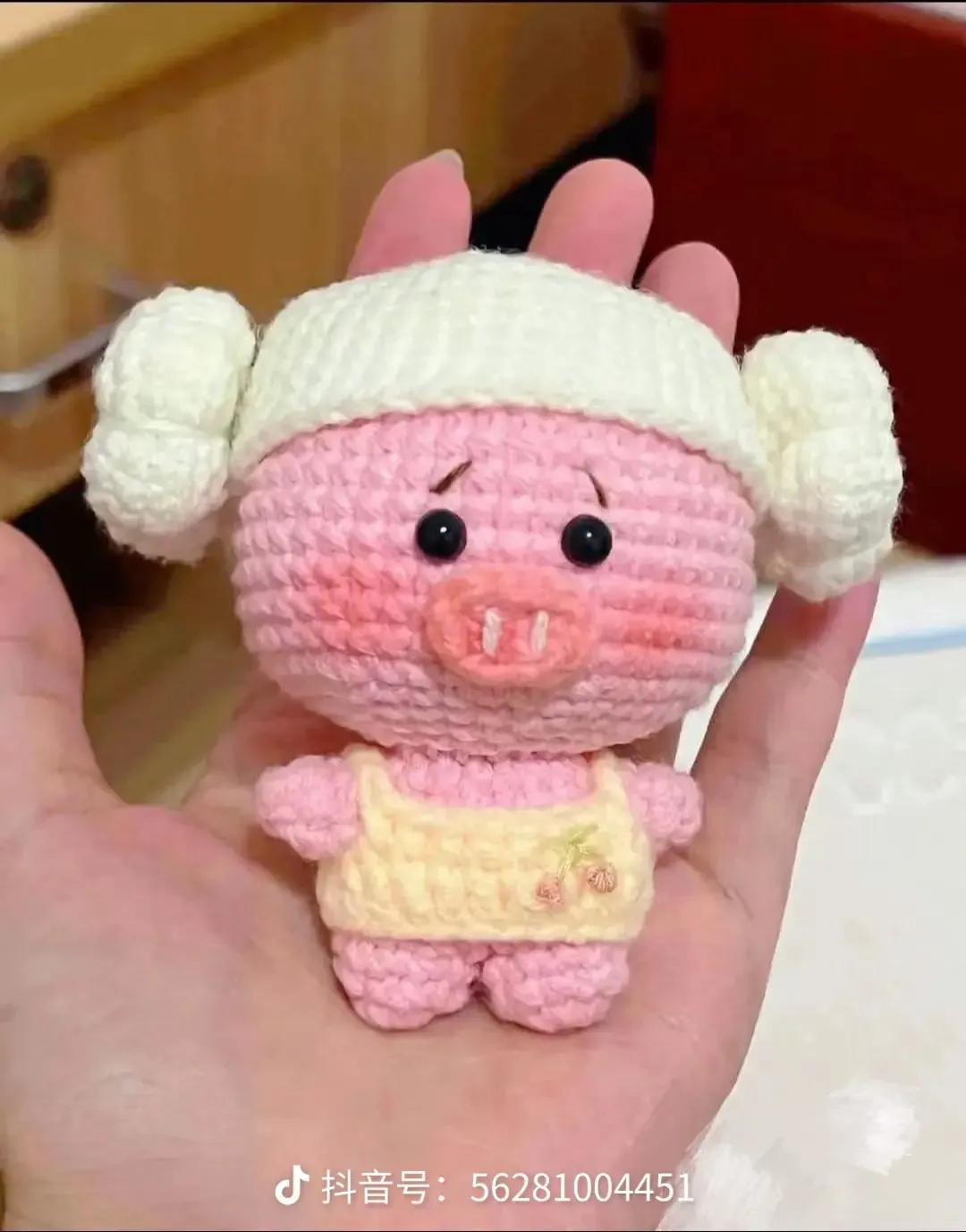 Handwritten Crochet Pattern for Cute Pink Pig Amigurumi with Hat