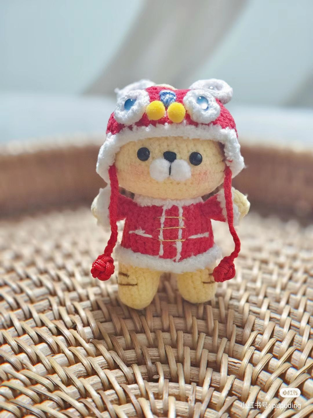 Handwritten Crochet Pattern for Cute Yellow Tiger Amigurumi with Lion Dance Hat