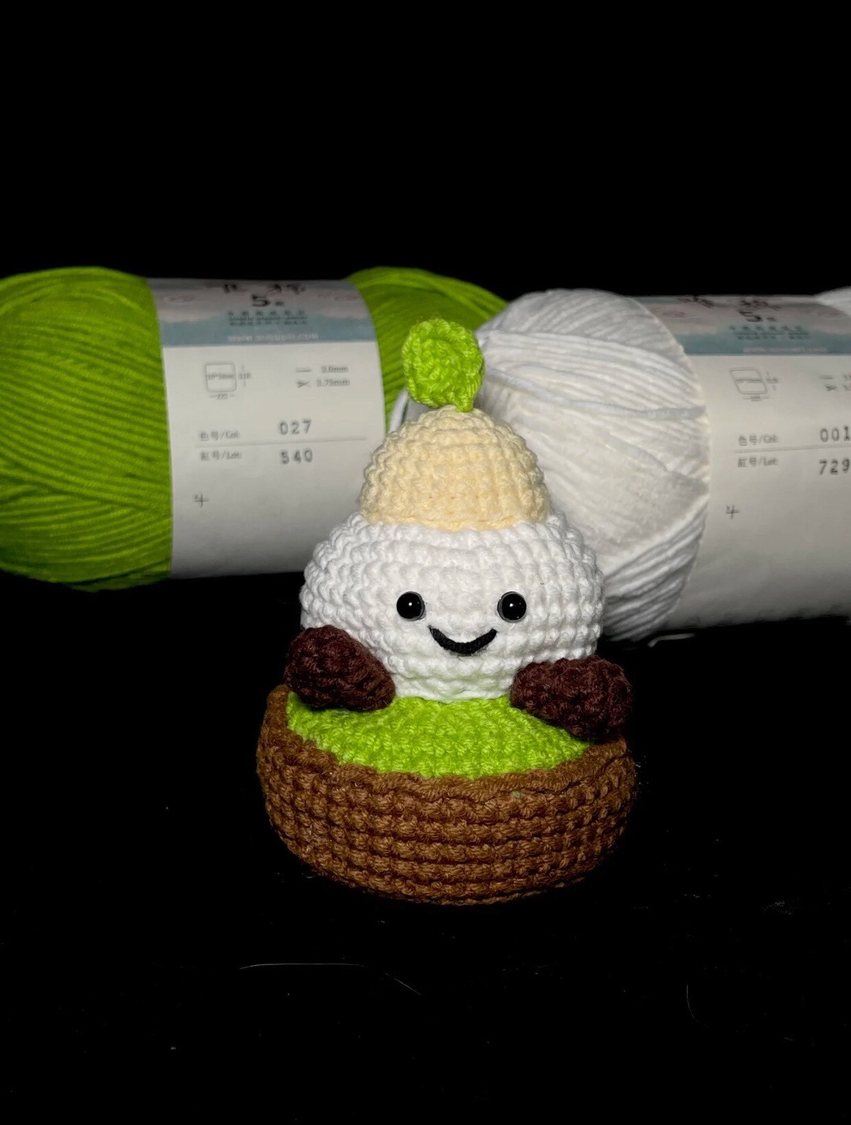 Handwritten Crochet Pattern for Matcha Mochi Amigurumi with Cream and Mango Curry