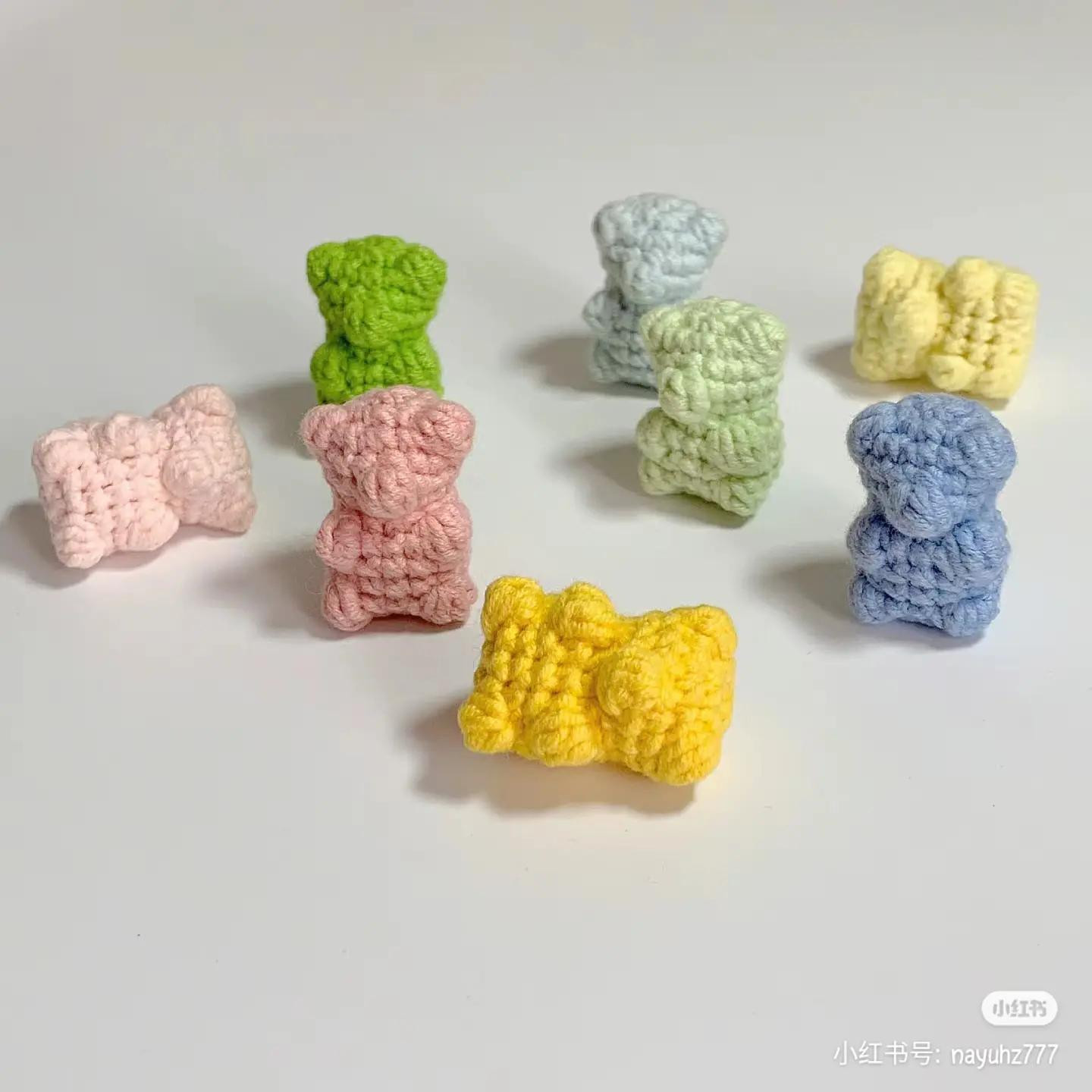 Handwritten Crochet Pattern for Mini Pastel Gummy Bear Amigurumi
