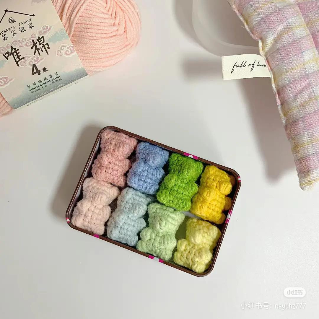 Handwritten Crochet Pattern for Mini Pastel Gummy Bear Amigurumi